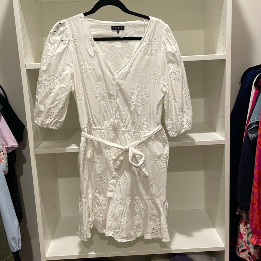 Eyelet Ruffle Hem Dress